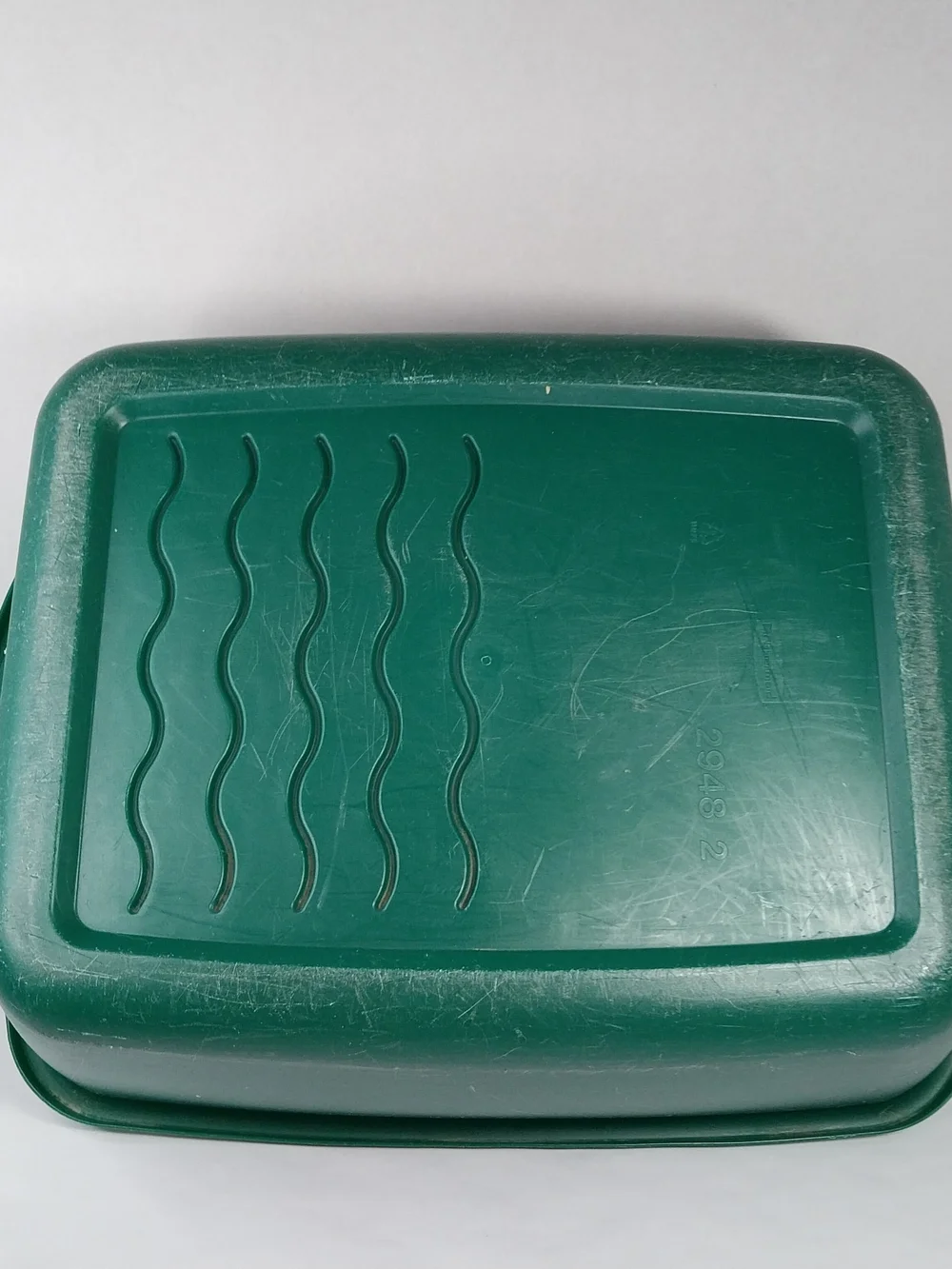 Vintage 70/80s Rubbermaid Ribbed Green Dish Wash Pan 2948 RARE 16x12.75x7”